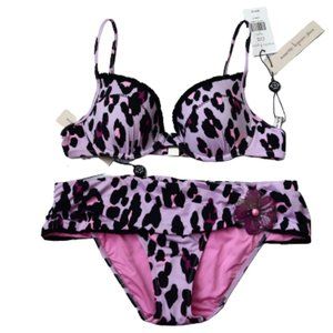 Nanette Lepore 2 Piece Swimsuit S Dreamer Diva Greenwich Lilac Hipster New